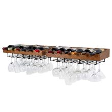 brightmaison Wine Rack Wall Mounted - Hanging Bottle & Glass Holder