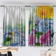 Davishouse Watercolor Flower Thermal Curtains Surreal Iris Peony Poppy Petals Paint