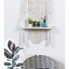 Ebristar Macrame Wall Hanging Shelf, Single Tier Wood Floating