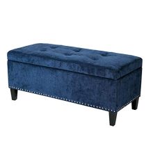 Joveco Storage Ottoman Bench Microfiber Rectangular Button Tufted Footstool