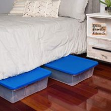 Homz Plastic Underbed Storage, Snap Lock White Lids, 41 Quart, Clear