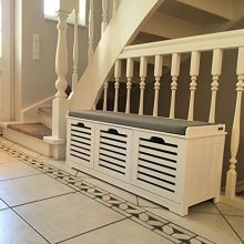 Haotian,White Storage Bench,Shoe Cabinet,Shoe Bench