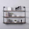 GWH Industrial Pipe Shelving Wall Mounted,48in Rustic Metal Floating Shelves
