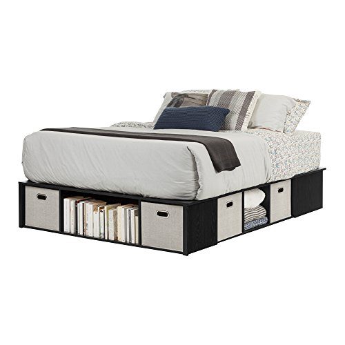 South Shore Flexible Platform Bed with Storage and Baskets, Queen 60-Inch