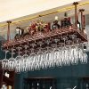 FURVOKIA Industrial Vintage Wine Glass Hanging Rack,Bar Floating Shelf