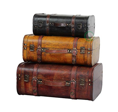 Vintiquewise(TM) 3-Colored Vintage Style Luggage Suitcase/Trunk