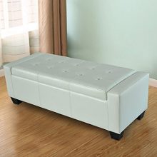 HOMCOM 51" Faux Leather Unique Tufted Storage Bench Ottoman