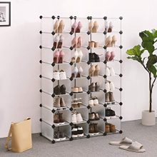 SONGMICS Shoe Rack, Space Saving 32-Pair Plastic Shoe Units