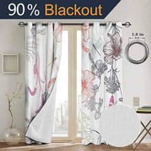SONGDAYONE Extra Long Curtain Country Decor Privacy Protection Floral Design
