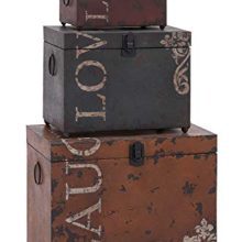 Deco Metal Trunks (Set of 3), 16"/12"/9"