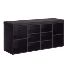 VASAGLE Cubbie Shoe Cabinet Storage Bench with Cushion, Adjustable Shelves