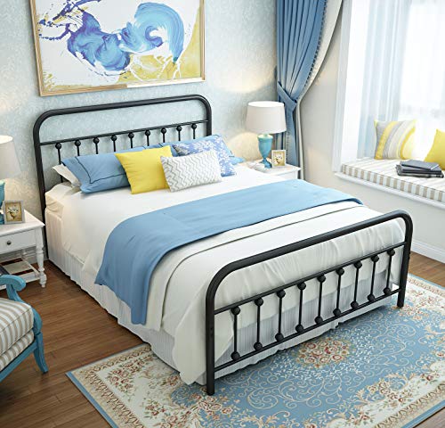 URODECOR Queen Platform Metal Bed Frame with Headboard and Footboard