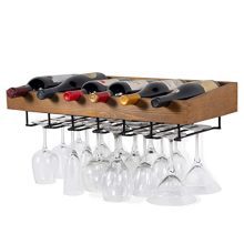 brightmaison Wine Rack Wall Mounted - Hanging Bottle & Glass Holder