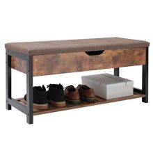 Usikey Shoe Bench with Storage Shelf, Multifunctional Storage Bench