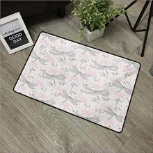 Axbkl Antibacterial Doormat Dragonfly Shabby Chic Roses Worn Old Vintage
