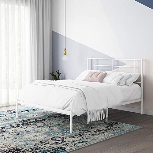 REALROOMS Praxis Metal Bed, Full Size Frame, Small Space, Under Bed Storage