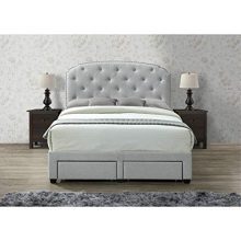 DG Casa Argo Tufted Upholstered Panel Storage Bed, Queen in Platinum Fabric