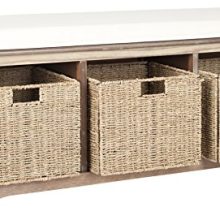 Safavieh American Homes Collection Lonan Grey and White Wicker Storage Bench