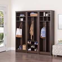 Prepac Space Saving Entryway Organizer With Shoe Storage, Espresso