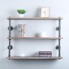 GWH Industrial Pipe Shelf Wall Mounted,Steampunk Real Wood Book Shelves
