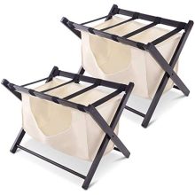 Tangkula Luggage Rack Folding Wood Suitcase Luggage Stand