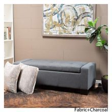 Christopher Knight Home Living Rothwell Charcoal Fabric Storage Ottoman