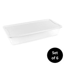 Homz Plastic Underbed Storage, Snap Lock White Lids, 41 Quart, Clear