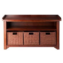 Winsome Wood MilanWood Storage Bench in Antique Walnut Finish