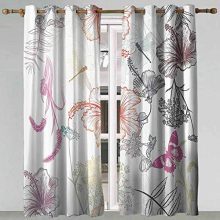 SONGDAYONE Extra Long Curtain Country Decor Privacy Protection Floral Design