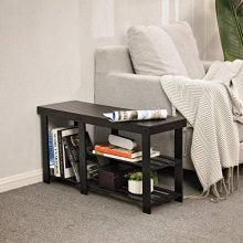 SONGMICS Bamboo Shoe Bench, Shoe Rack for Boots, Entryway Storage Organizer