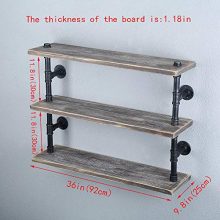 GWH Industrial Pipe Shelf Wall Mounted,3 Tier Rustic Metal Floating Shelves