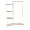 IRIS Metal Garment Rack with Wood Shelves, White and Light Brown