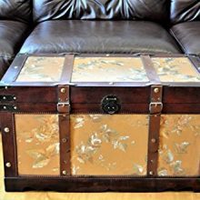 Styled Shopping Gold Leaves Medium Wood Storage Trunk Wooden Treasure Chest