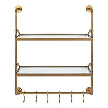 Kate and Laurel Modern Industrial Wall Shelf with Metal Pipe Supports