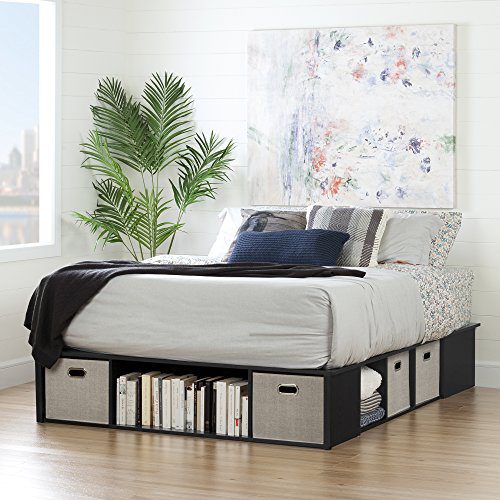 South Shore Flexible Platform Bed with Storage and Baskets, Queen 60-Inch