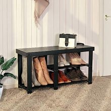 SONGMICS Bamboo Shoe Bench, Shoe Rack for Boots, Entryway Storage Organizer