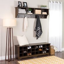 Prepac  24 Pair Shoe Storage Cubby Bench, Espresso
