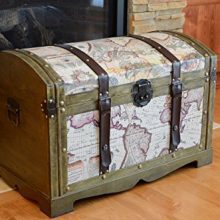 Styled Shopping Victorian Ancient World Map Wooden Trunk Wood Treasure Chest