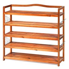 Giantex 5-Tier Wood Shoe Rack Entryway Shoe Shelf Storage Organizer