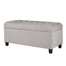 HomePop Ainsley Linen Button Tufted Storage Bench