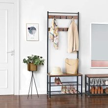VASAGLE Industrial Coat Rack, Hall Tree Entryway Shoe Bench