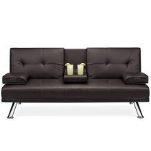 Best Choice Products Modern Faux Leather Convertible Folding Futon Sofa