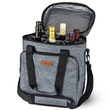 Freshore Insulated Wine Carrier 6 Bottle Bag Tote Removable Padded