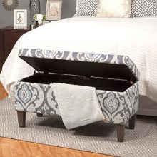 HomePop Large Upholstered Rectangular Storage Ottoman Bench
