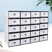 WANLECY 20 Pack Push Drawer Type Stackable Shoe Box Case