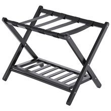 Wood Luggage Rack Folding Stand Shelf Suitcase Bag Storage