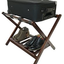 Deluxe Folding Wooden Luggage Rack with Shoe Shelf
