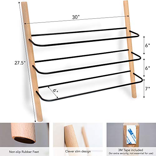 Wooden Shoe Rack Organizer - Modern Shoe Rack That Holds 12 Pairs of Shoes