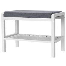 SONGMICS Shoe Rack Bench with Cushion Upholstered Padded Seat