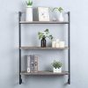 GWH Industrial Metal and Wood Wall Shelf Unit,Rustic Floating Wood